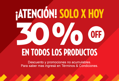 Banner Mobile HFM - Solo por Hoy -  30% OFF en todos los productos