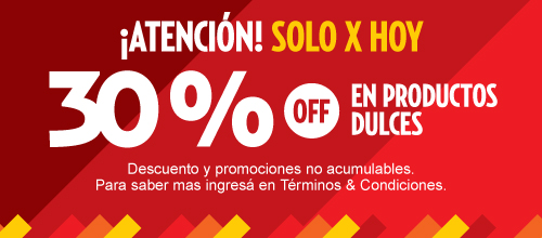 Banner Mobile HFM - Solo por Hoy - 30% OFF en productos dulces